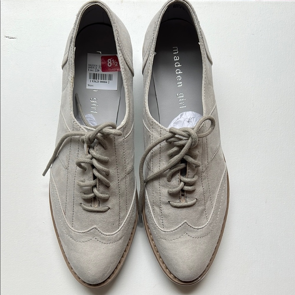 Madden Girl Gray Sneakers with Platform Sole Beige color Size 8.5 - Picture 2 of 11